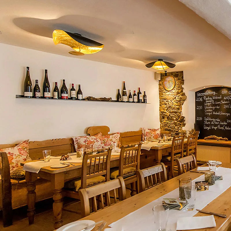 Plafonnier Feuille d'Or Lampe Suspendue Moderne