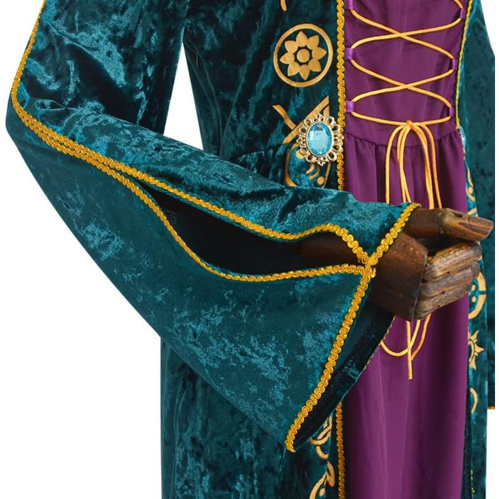 Vestido de Disfraz de Halloween Hocus Pocus de Manga Larga de Terciopelo | Maxi