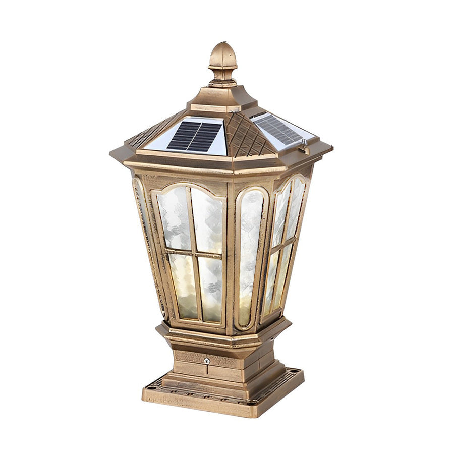 Farola solar LED negra para jardín al aire libre
