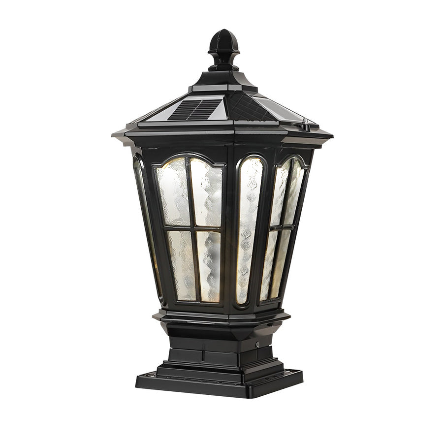 Farola solar LED negra para jardín al aire libre