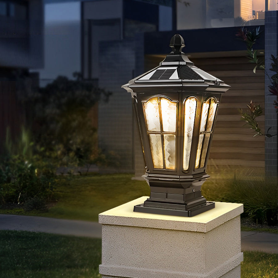 Lumière de poteau de jardin noire LED solaire extérieure
