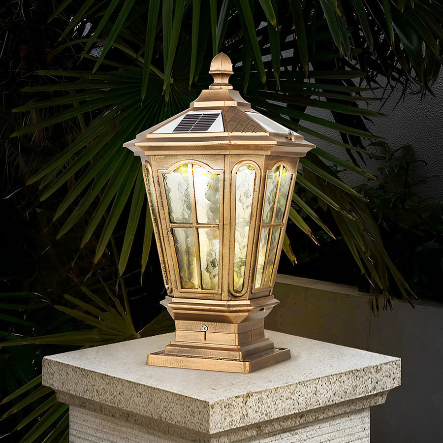 Farola solar LED negra para jardín al aire libre