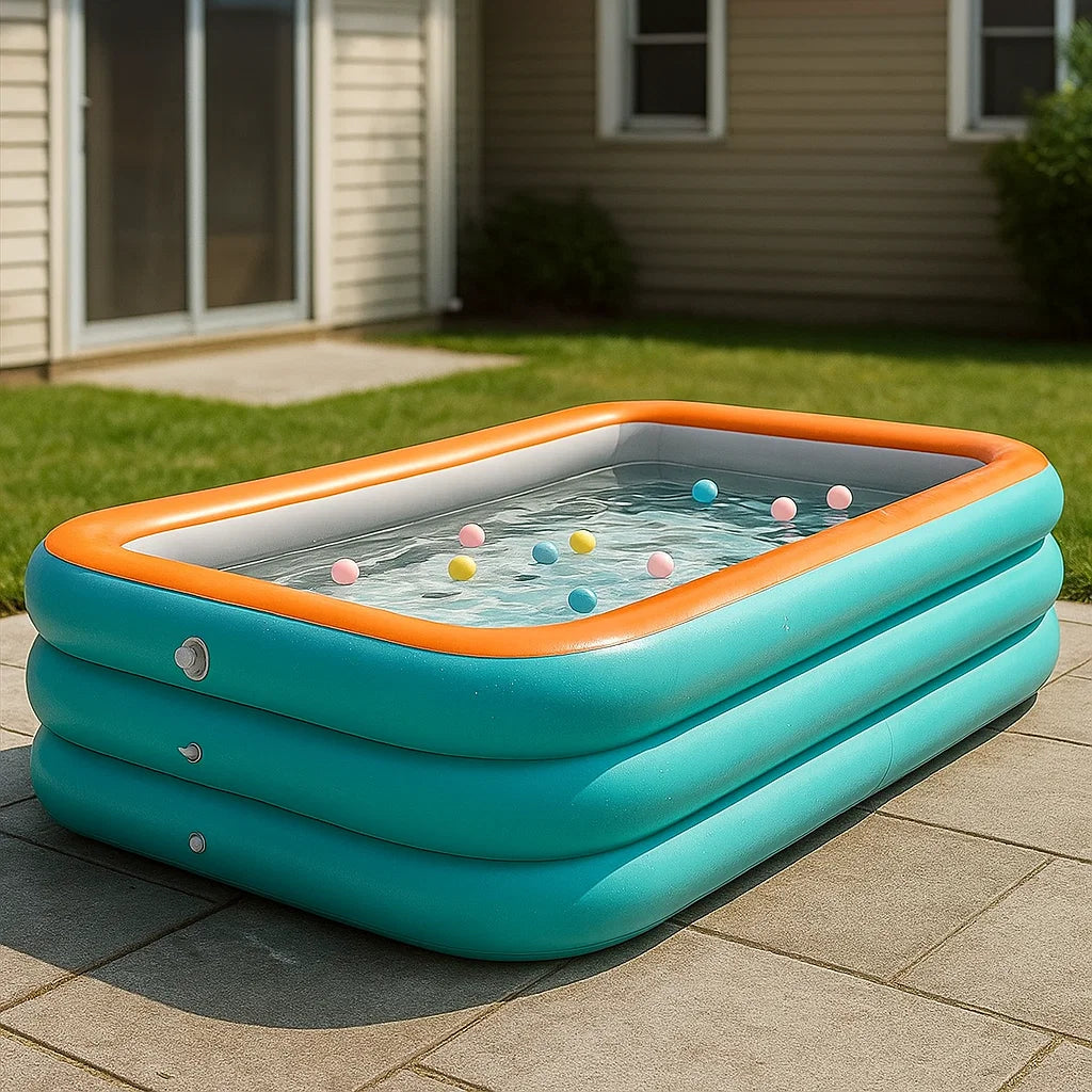 Aufblasbarer Gartenpool PVC Rund Blau