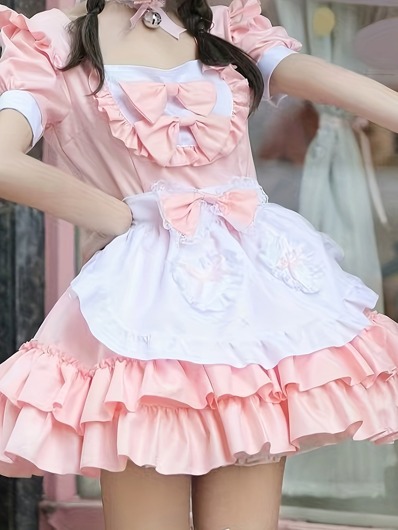 Costumi di Halloween per donne taglie forti vestito da cameriera cosplay | Mini con volant