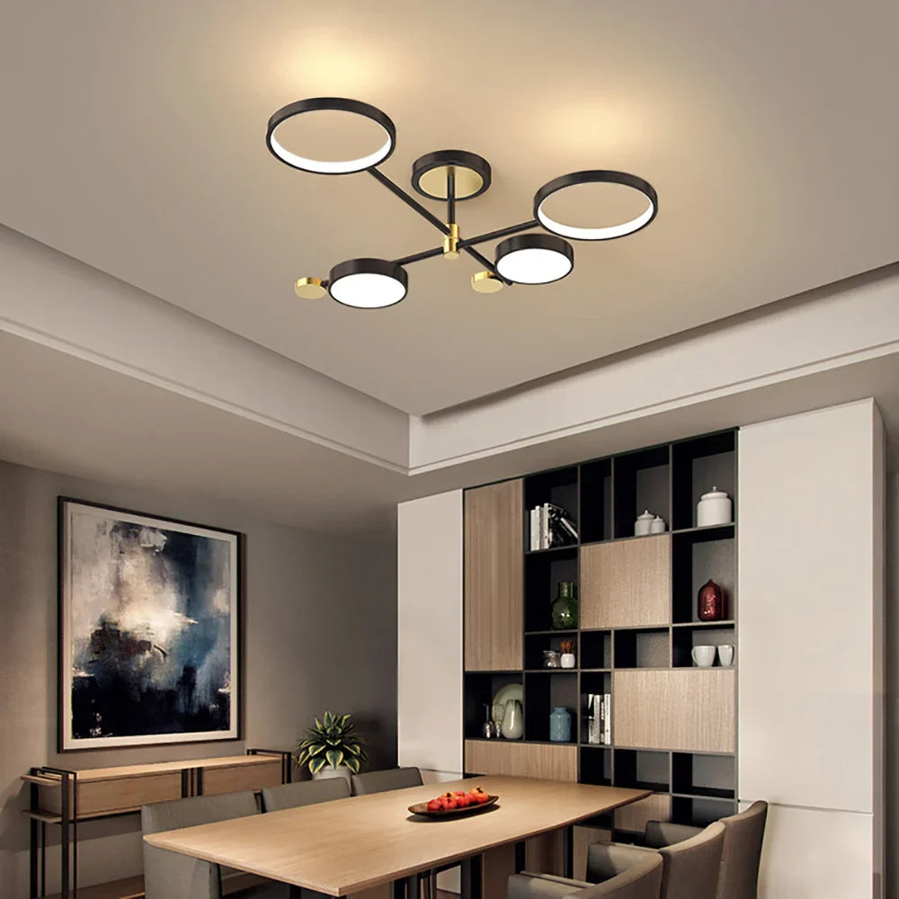 Contemporary LED Ceiling Light for Living Room - Modern Rings Design for Stylish Illumination and Ambience