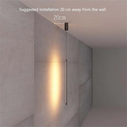 Pendant Light Slim Black Metal Bedroom Lamp