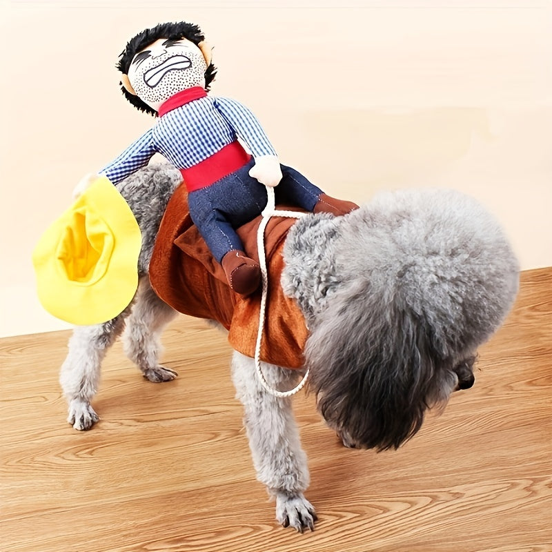 Costume di Halloween divertente per cane Rider | Abito con sella in peluche