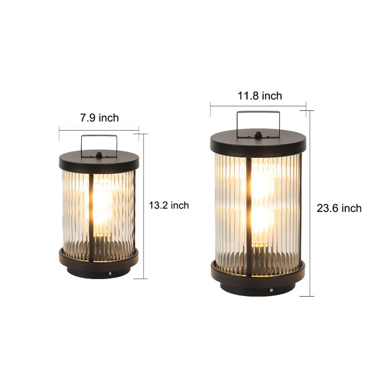 Farol de vidrio para exteriores con luz LED solar