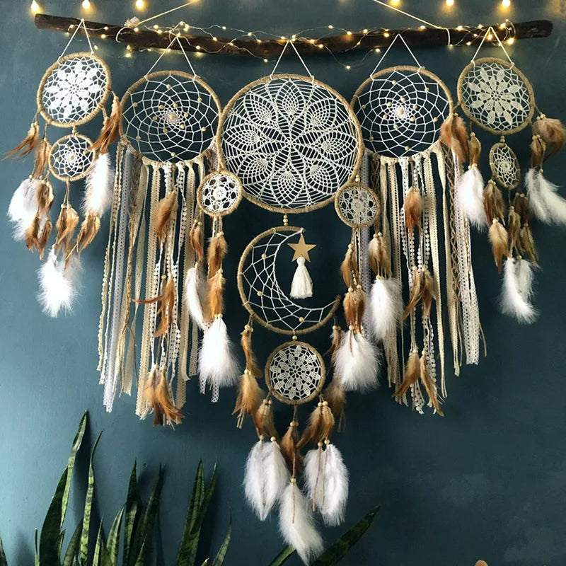 Makramee Feder Boho Wandbehang