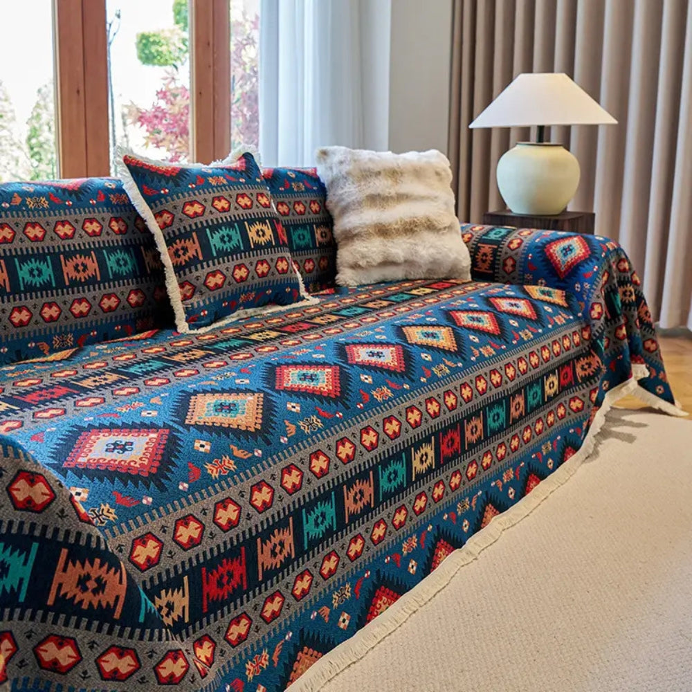 Bohemian Geometric Cotton Blanket Throw
