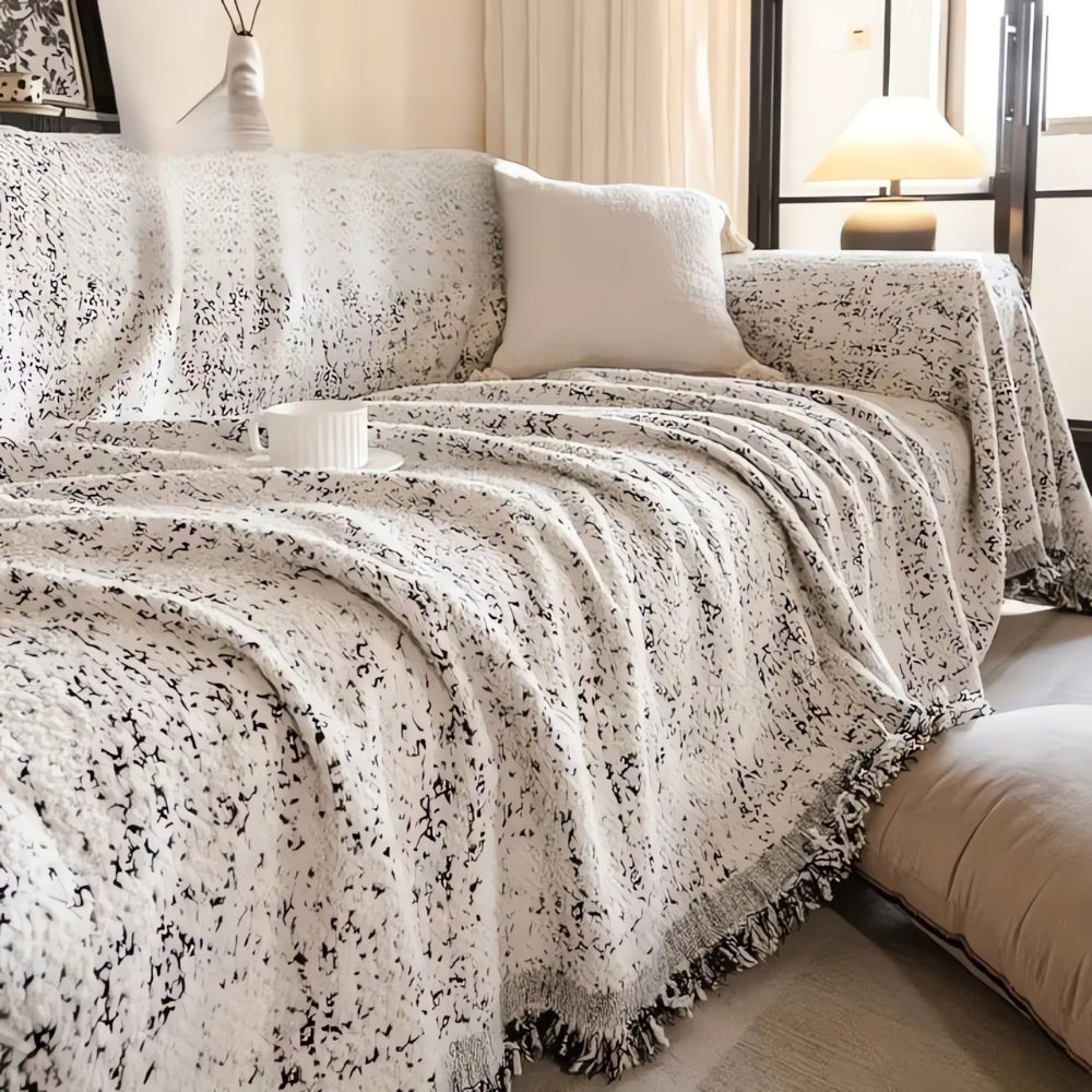 Nowoczesny boho bawełniany pokrowiec na sofę dwustronny design