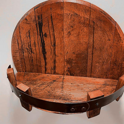 Rustic Oak Wall Shelf for Whiskey Bottles