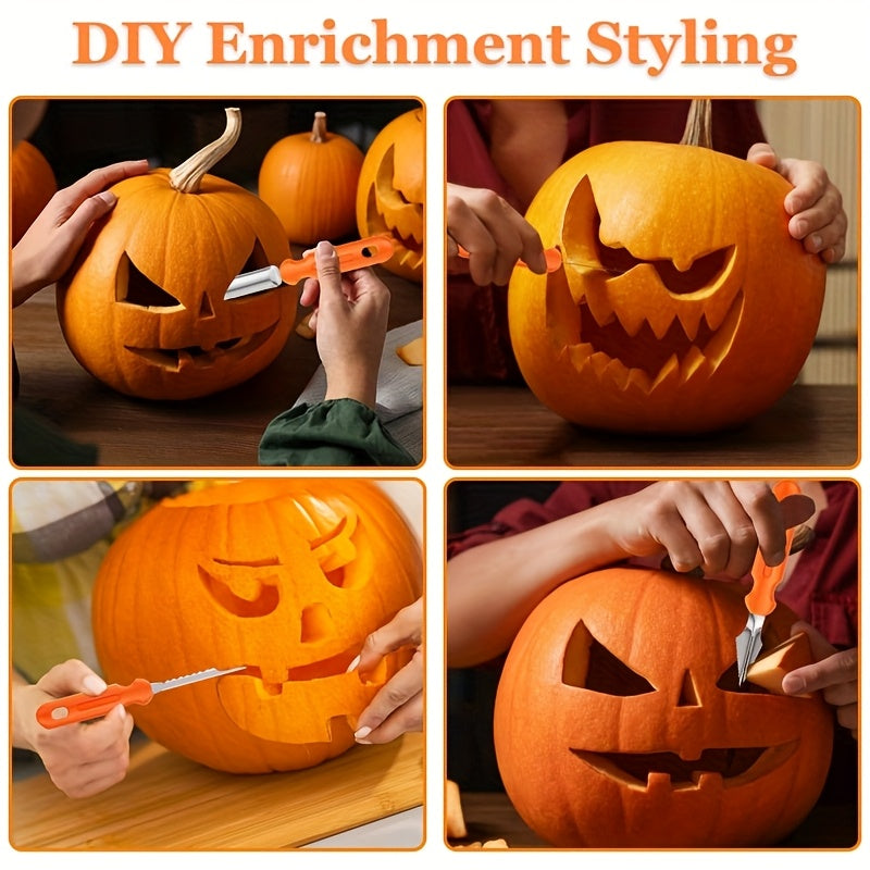 Kit de tallado de calabazas de acero inoxidable para Halloween | Calabazas talladas fáciles