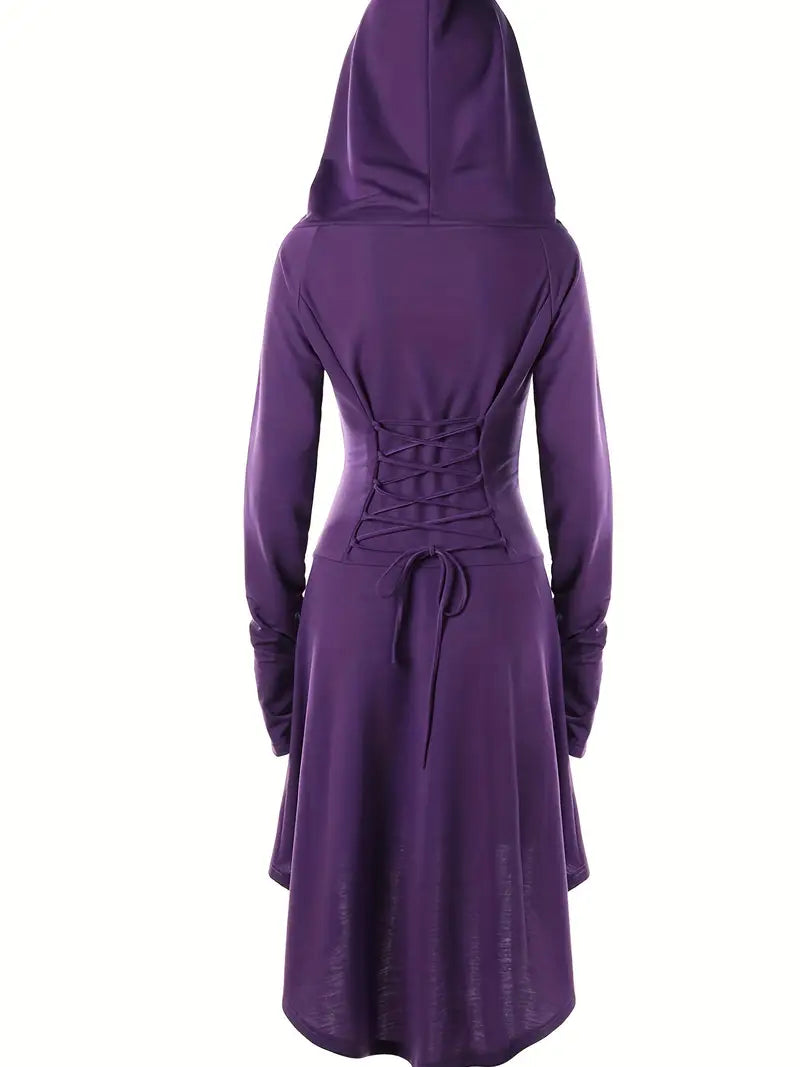 Vestido de disfraz de Halloween vintage para mujer con corsé y mangas largas | Midi