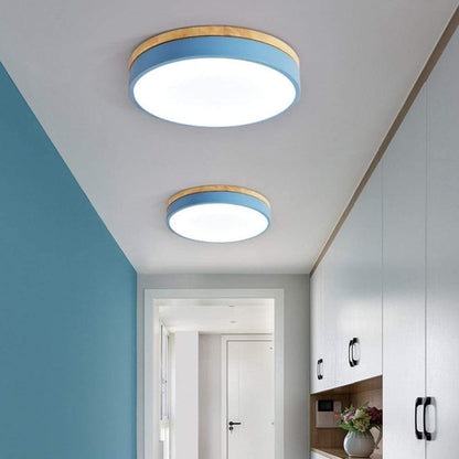 Ceiling Light Modern Wood LED Flush Fitting