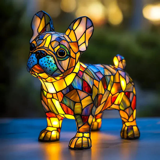 Buntglas Hund Tischlampe Tier Haustier Licht Wohnkultur