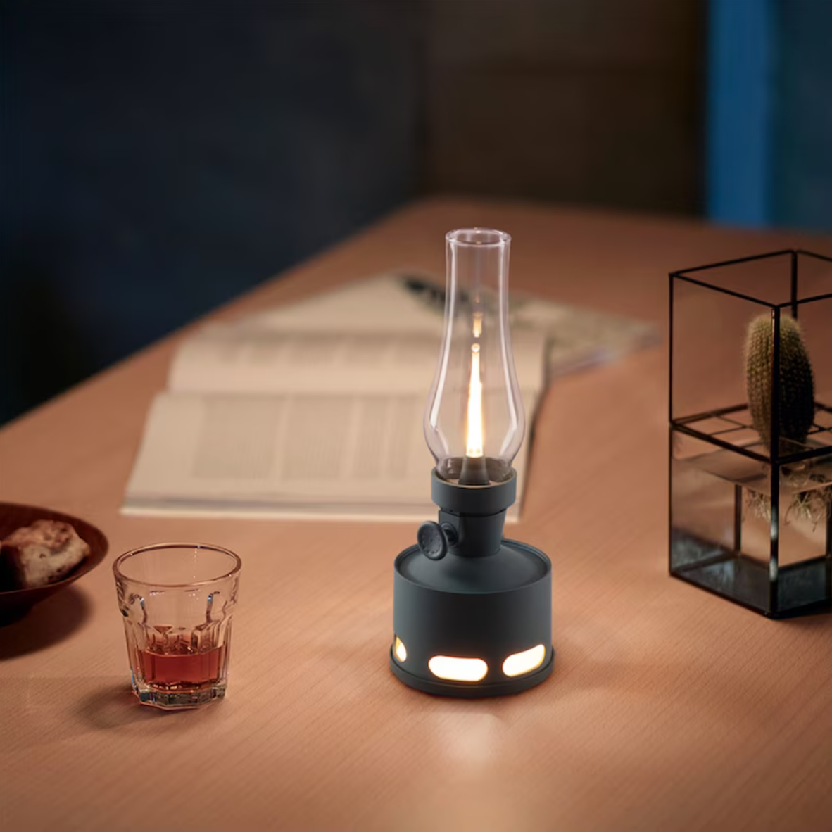 Vintage LED Glass Table Lantern
