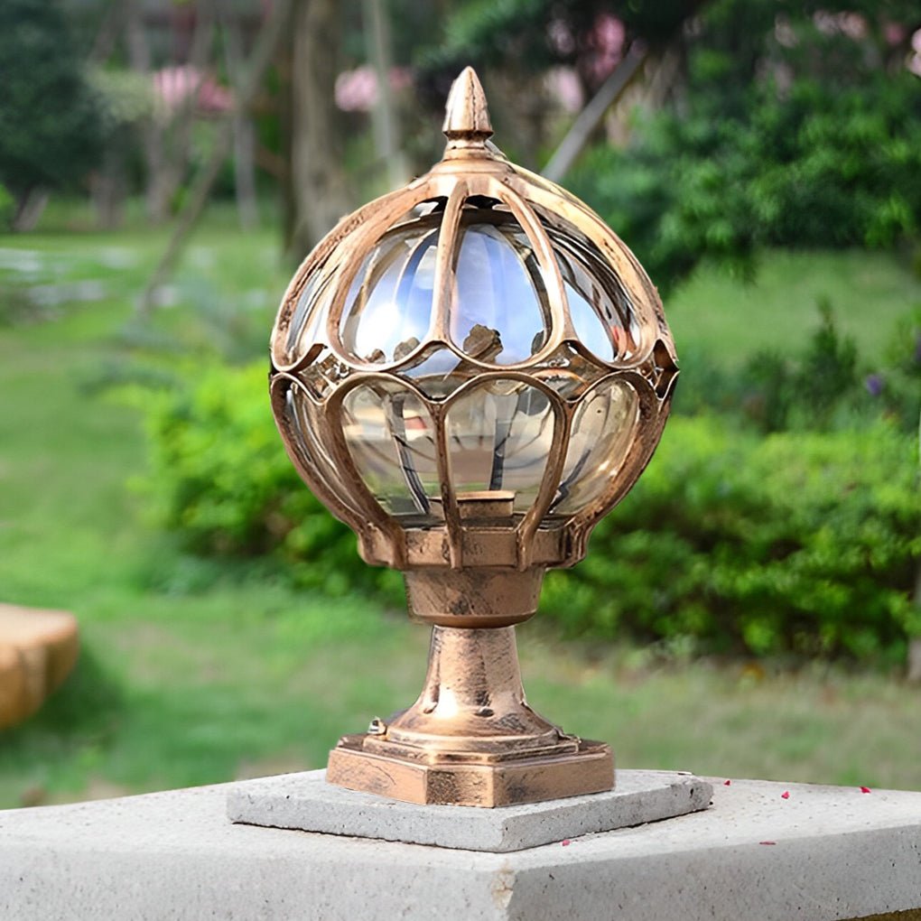 Farola vintage con forma de globo de cristal para exteriores