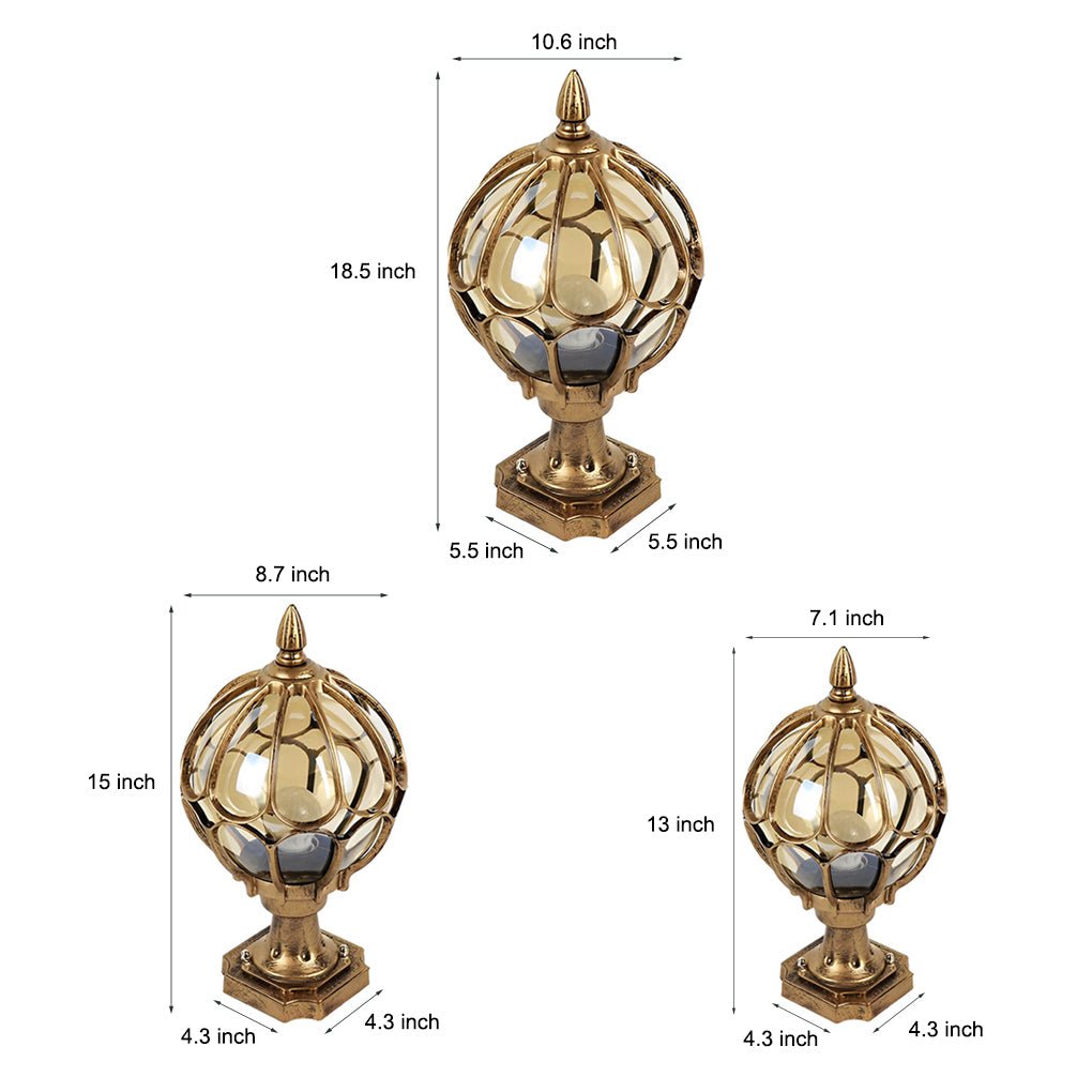 Farola vintage con forma de globo de cristal para exteriores