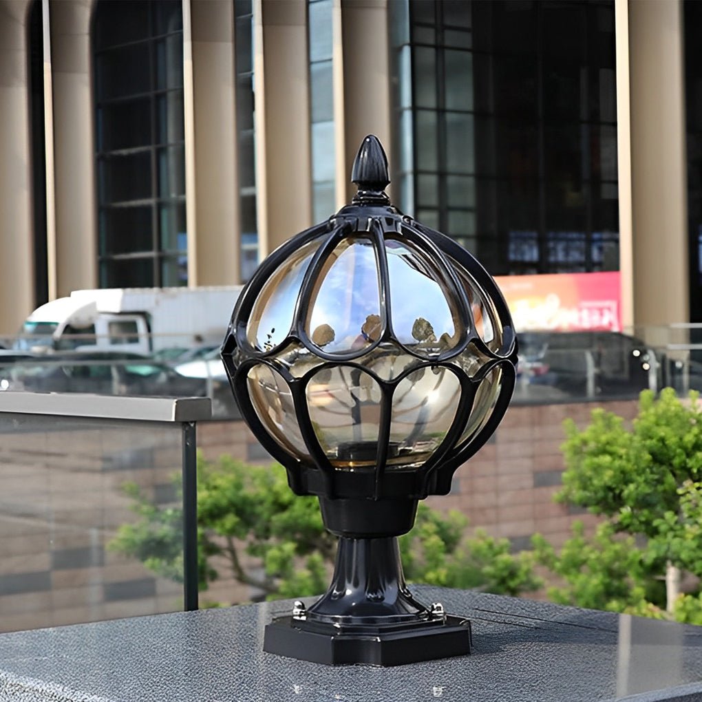 Farola vintage con forma de globo de cristal para exteriores