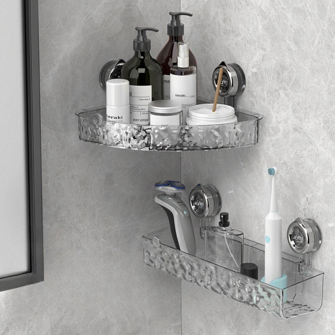 Étagère d'angle pour salle de bain avec ventouses pour porte-savon de douche