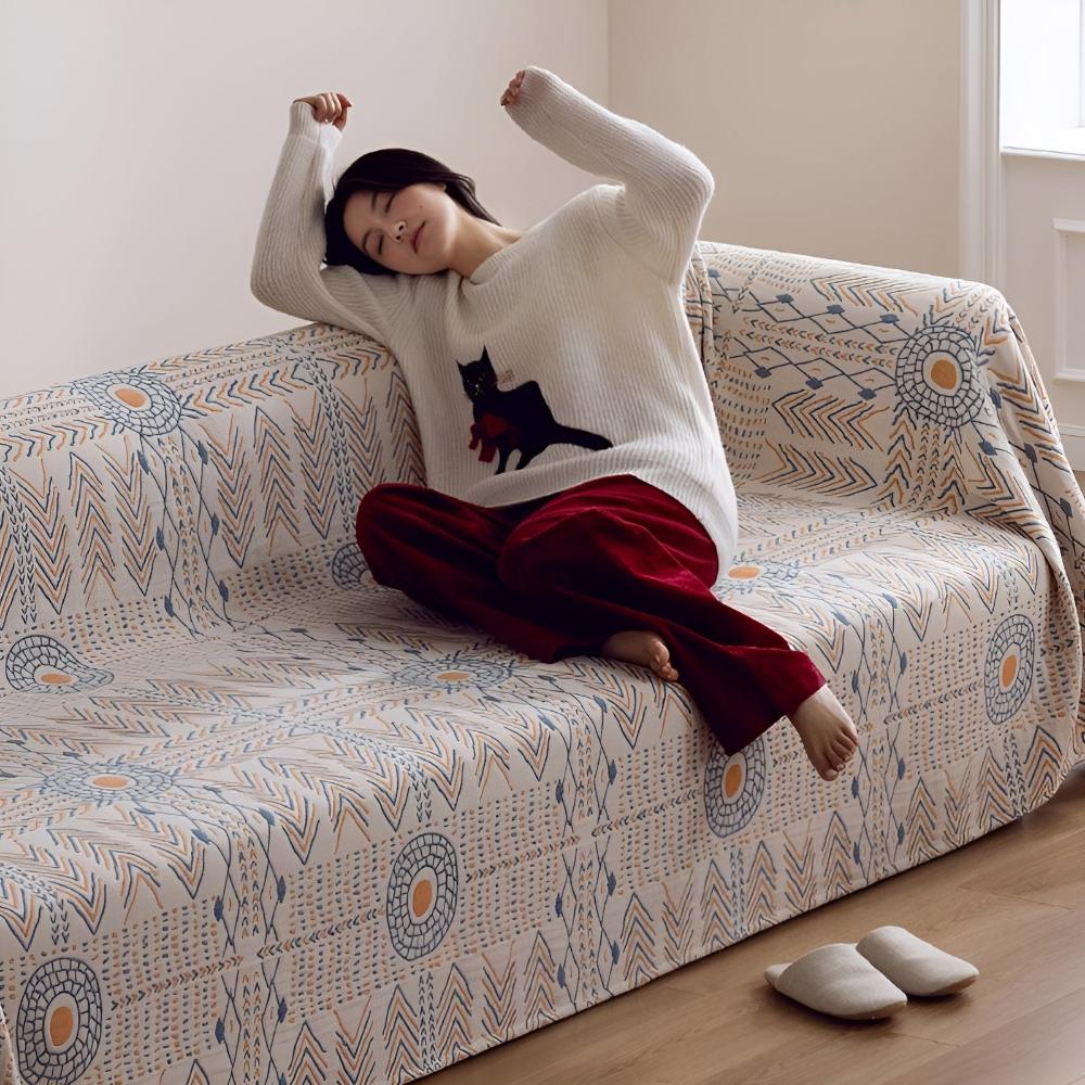 Coperta reversibile in cotone morbida copriletto decorativo