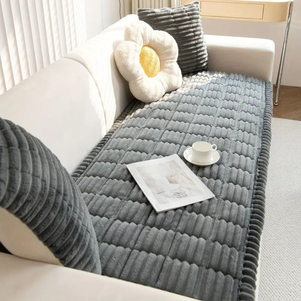 Housse de canapé en flanelle motif matelassé
