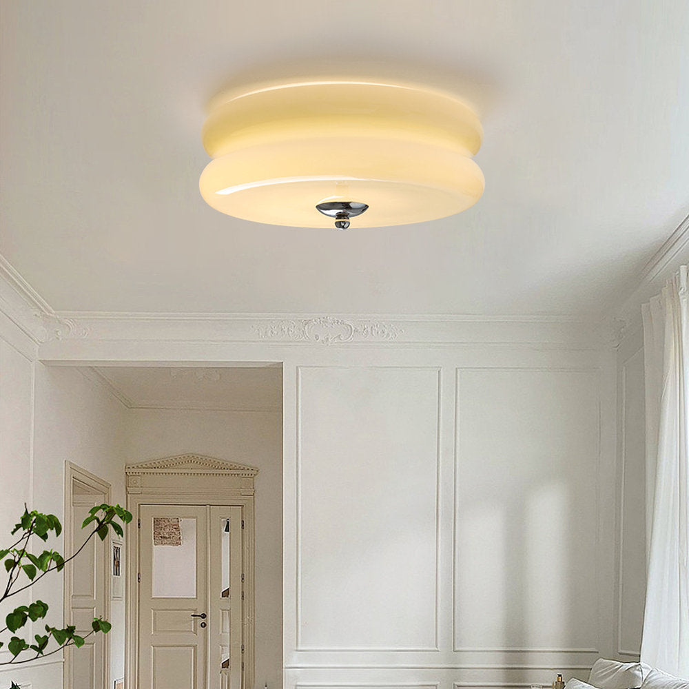 Art Deco Cream Cake Ceiling Light Fixture - Elegant Simple Design for Stylish Home Illumination and Vintage Charm