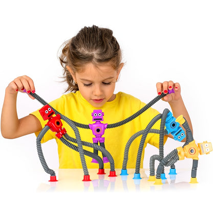 Jouet sensoriel tube à ventouse robot pour enfants