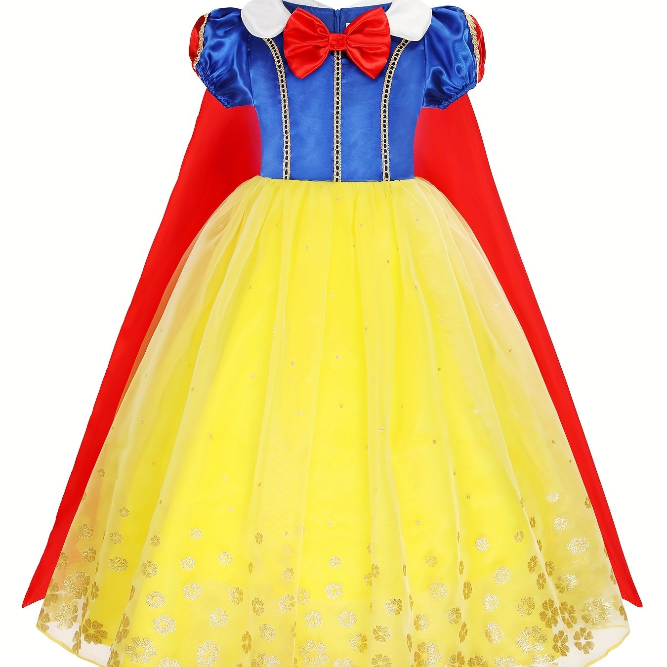 Mädchen Halloween Prinzessin Schnee Kostüm Kleid | Puffärmel Maxikleid