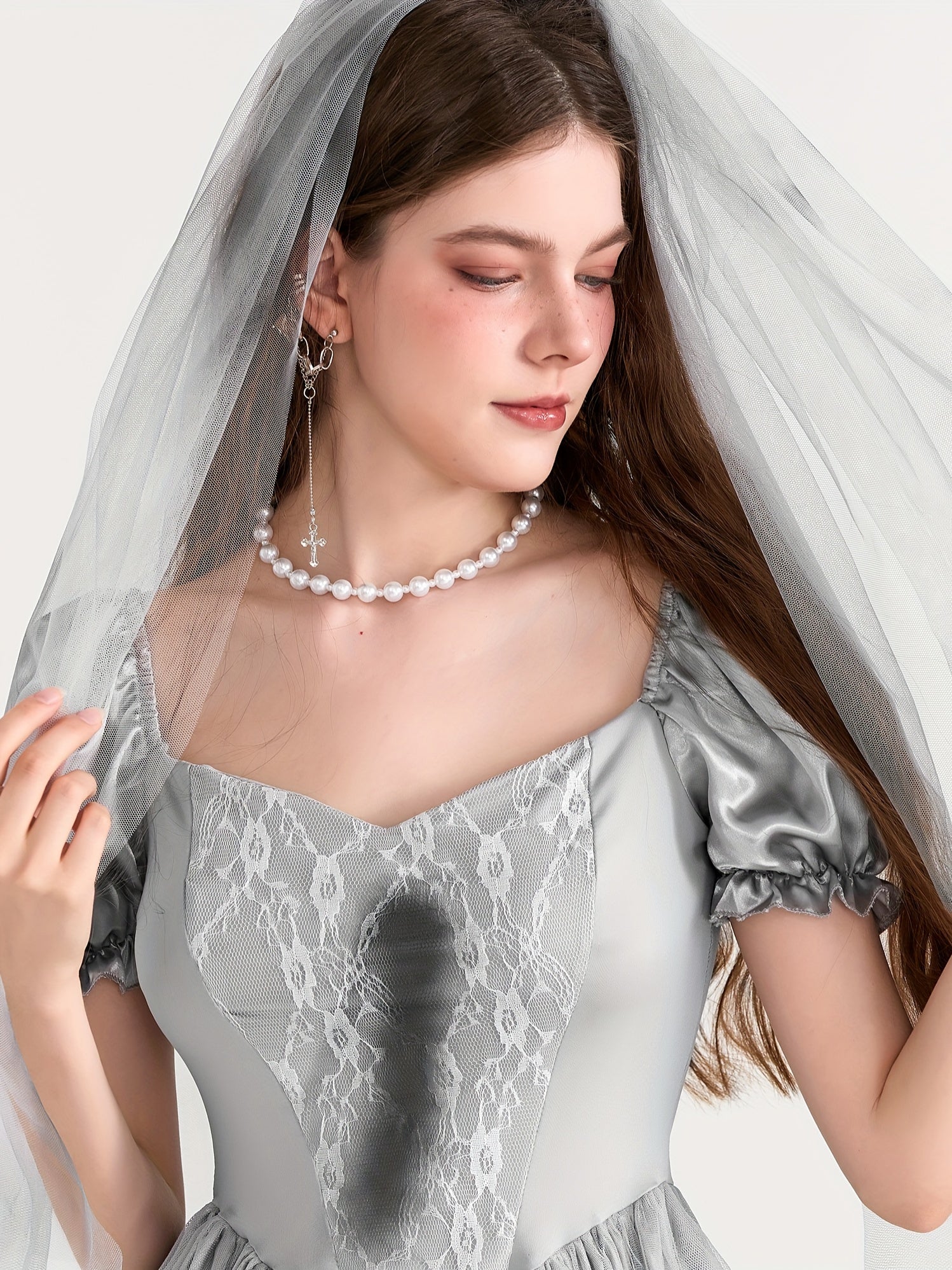 Abito da donna gotico con maniche a sbuffo per Halloween da sposa cadavere | Mini
