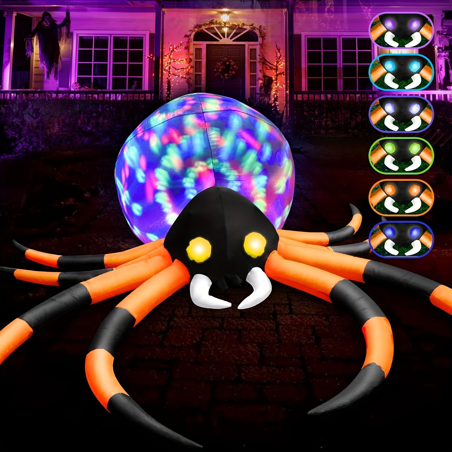 Decoración de Araña Inflable Gigante para Halloween | Exhibición de Jardín con LED Brillantes