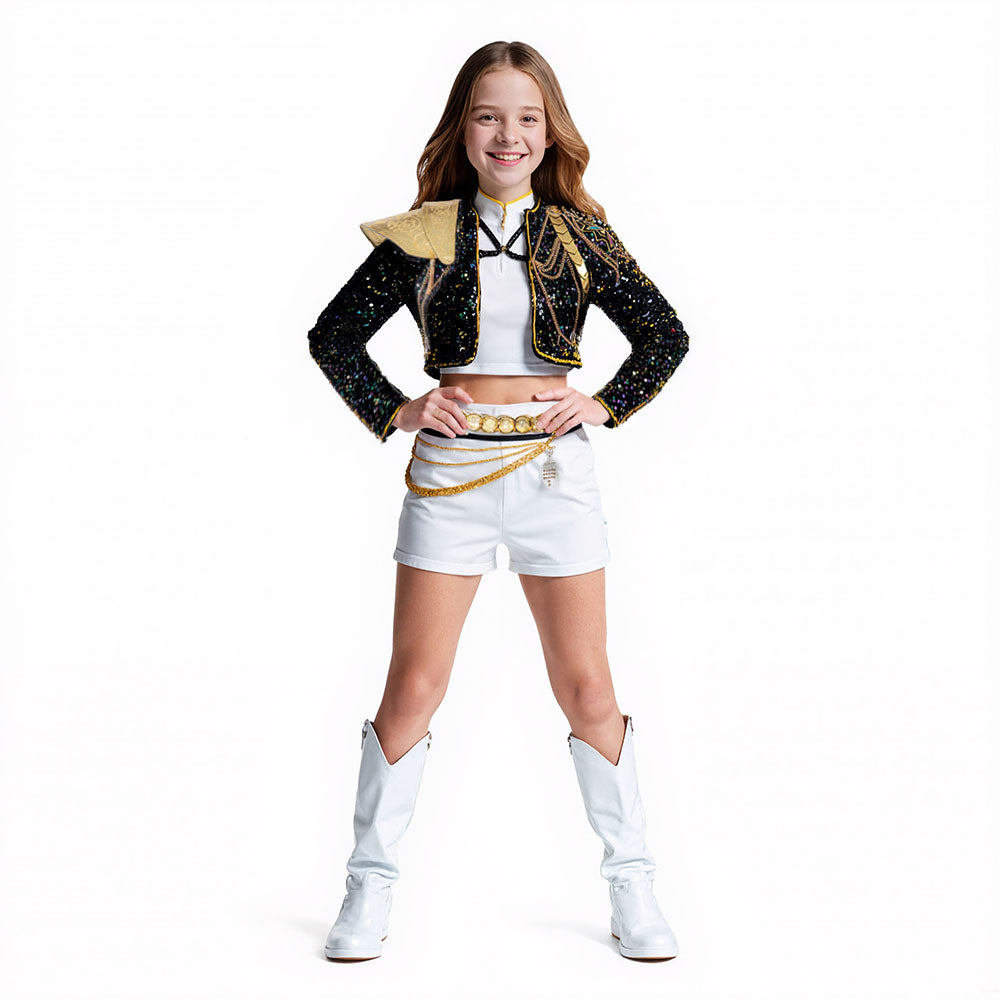 Girls Sequin Costume | Crop Jacket Shorts