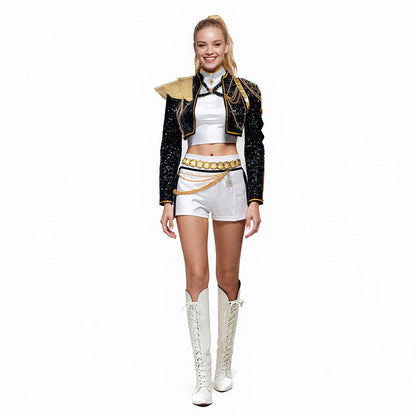 Girls Sequin Costume | Crop Jacket Shorts