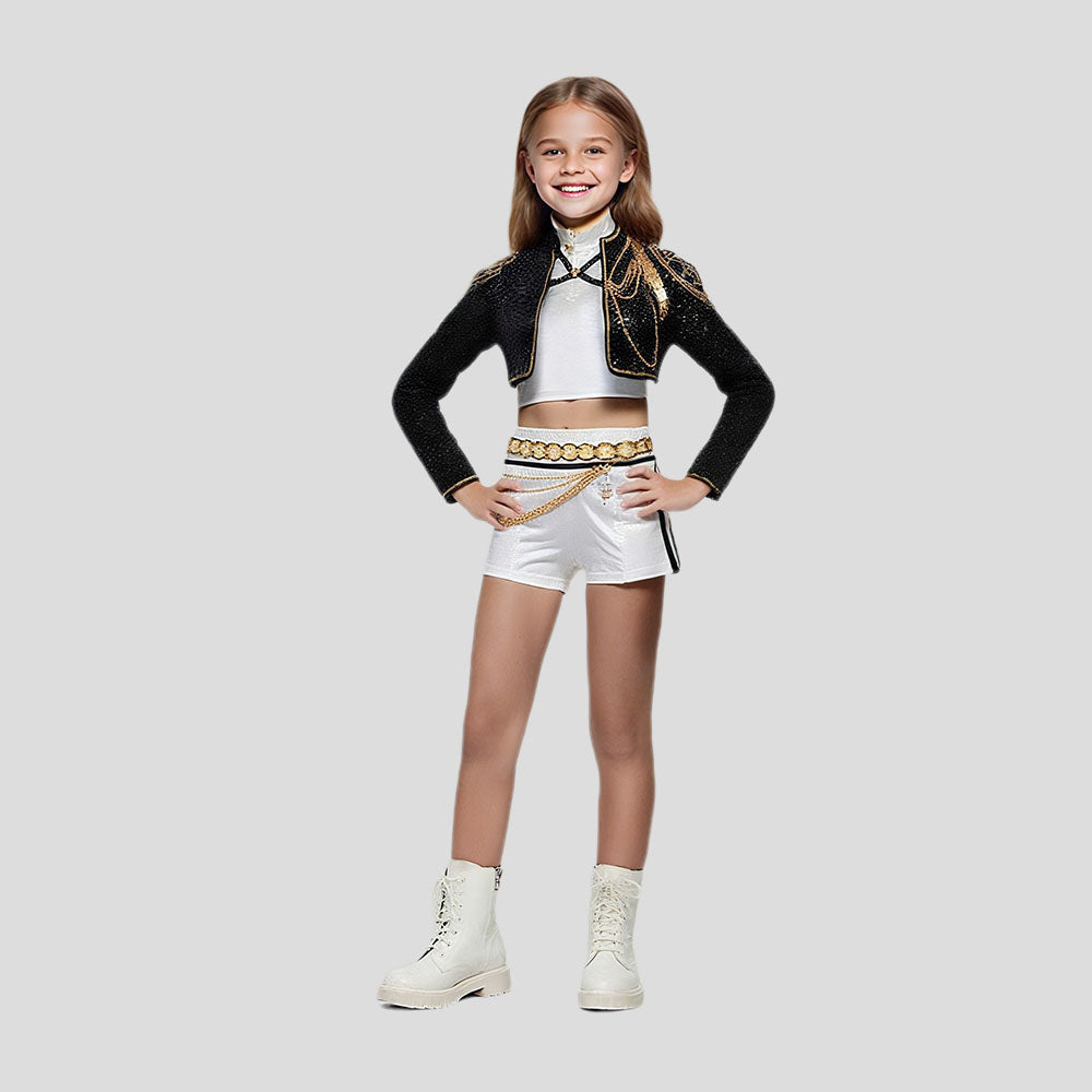 Disfraz de Halloween para niñas con lentejuelas | Chaqueta corta y pantalones cortos