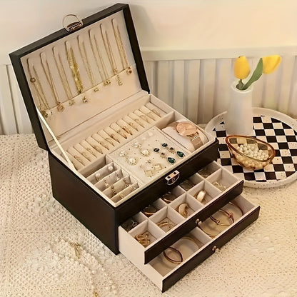 Boîte à bijoux en cuir organisateur pour accessoires