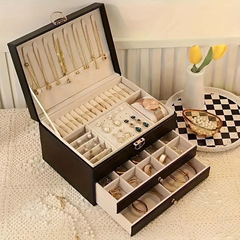 Joyero organizador de cuero para accesorios