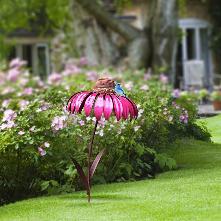 Mangeoire à oiseaux en métal, pique de jardin en forme de fleur
