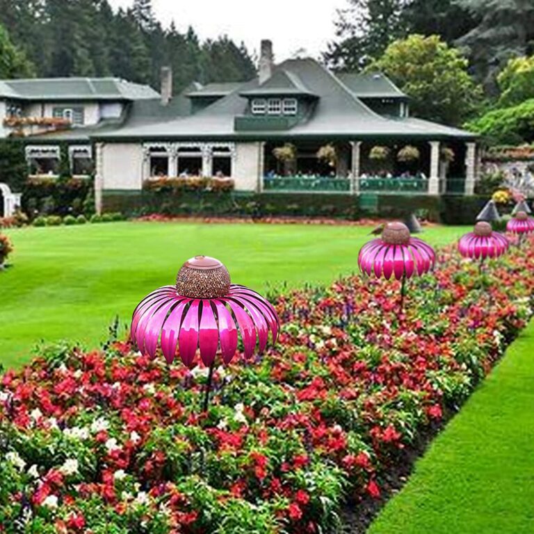 Karmnik dla ptaków metalowy kwiatowy palik ogrodowy