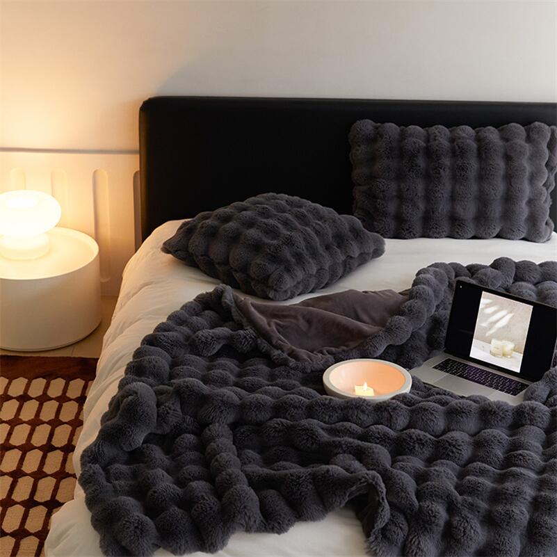 Manta de piel sintética para sofá o cama