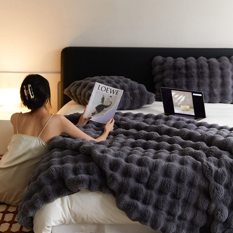 Manta de piel sintética para sofá o cama