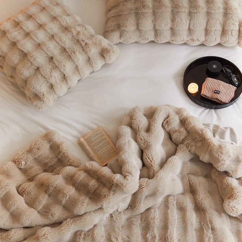 Manta de piel sintética para sofá o cama