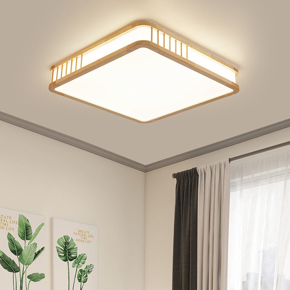 Modern Acrylic and Wood Square LED Ceiling Light Fixture for Stylish Home Illumination and Contemporary Interior Design