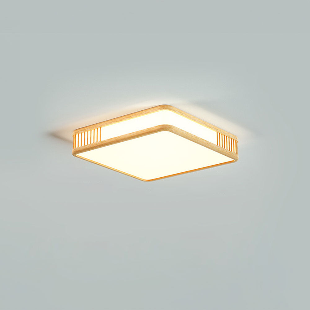 Modern Acrylic and Wood Square LED Ceiling Light Fixture for Stylish Home Illumination and Contemporary Interior Design