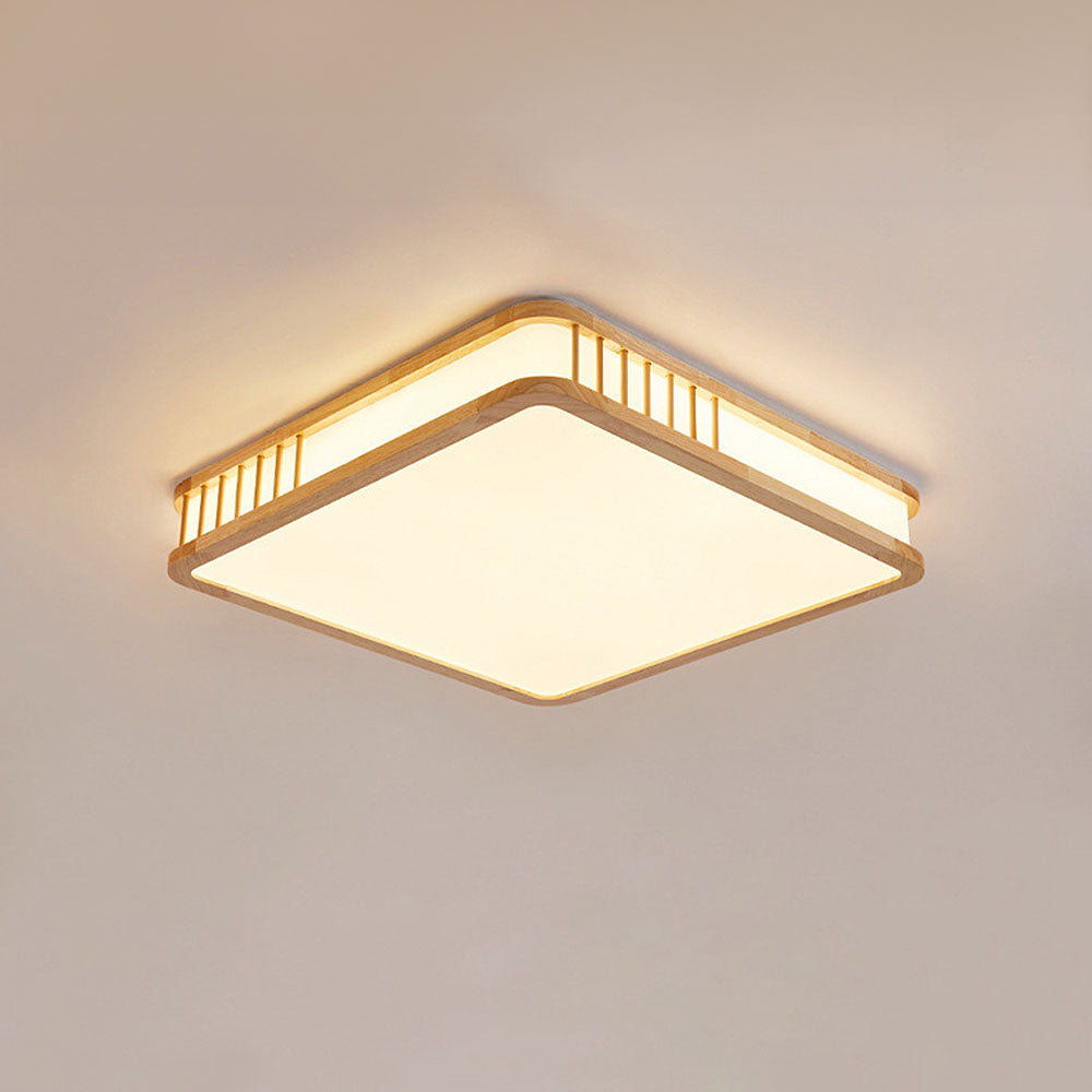 Modern Acrylic and Wood Square LED Ceiling Light Fixture for Stylish Home Illumination and Contemporary Interior Design