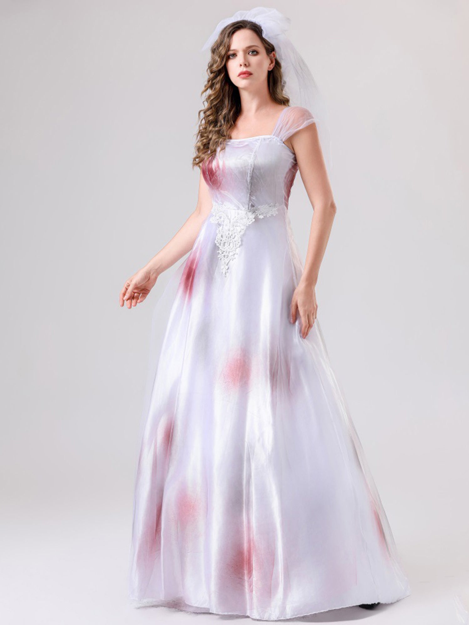 Costume da donna spaventoso e insanguinato da sposa cadavere per Halloween | Abito lungo