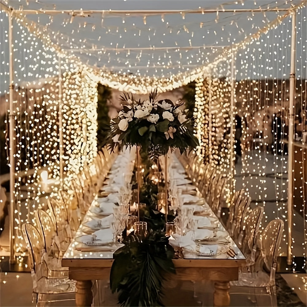 Cortina de Luces de Hadas LED USB Blanco Cálido Set