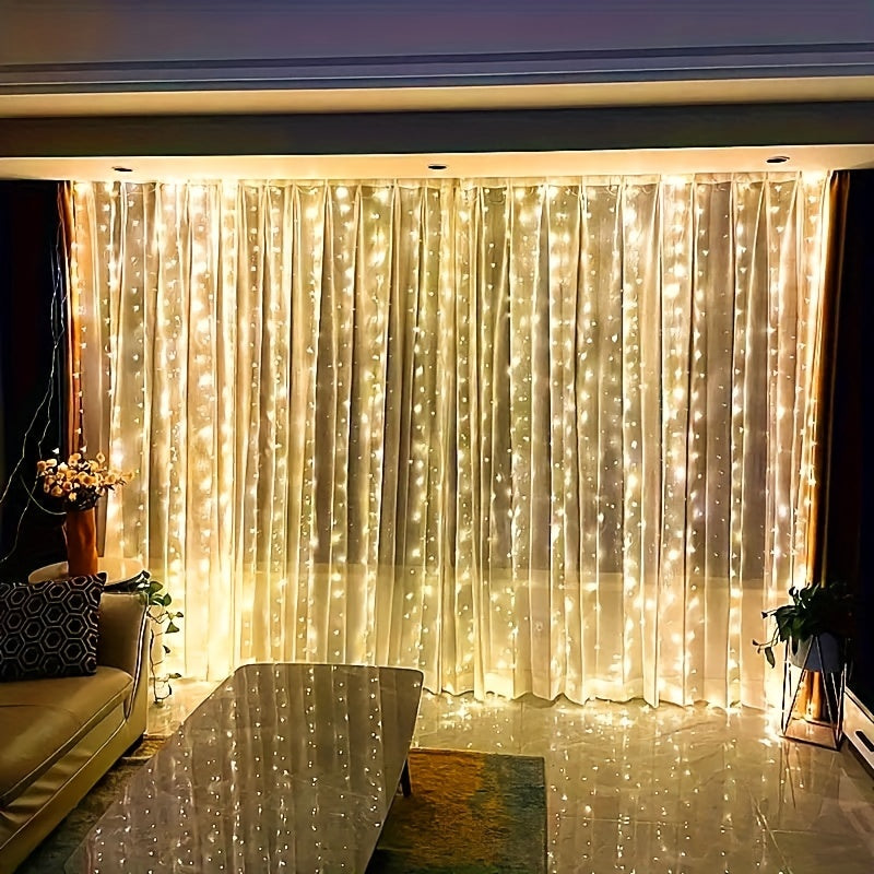 Cortina de Luces de Hadas LED USB Blanco Cálido Set
