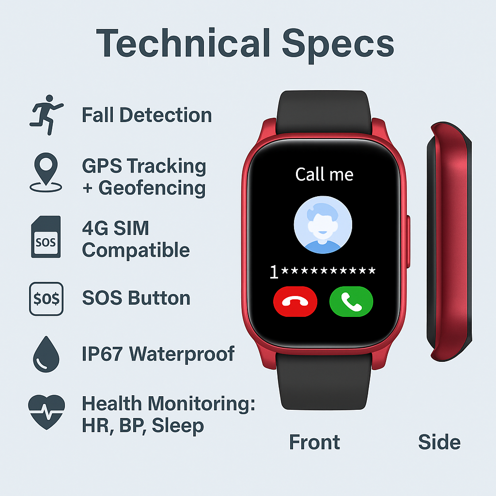 Smartwatch GPS Tracker SOS Alert bezpieczeństwa