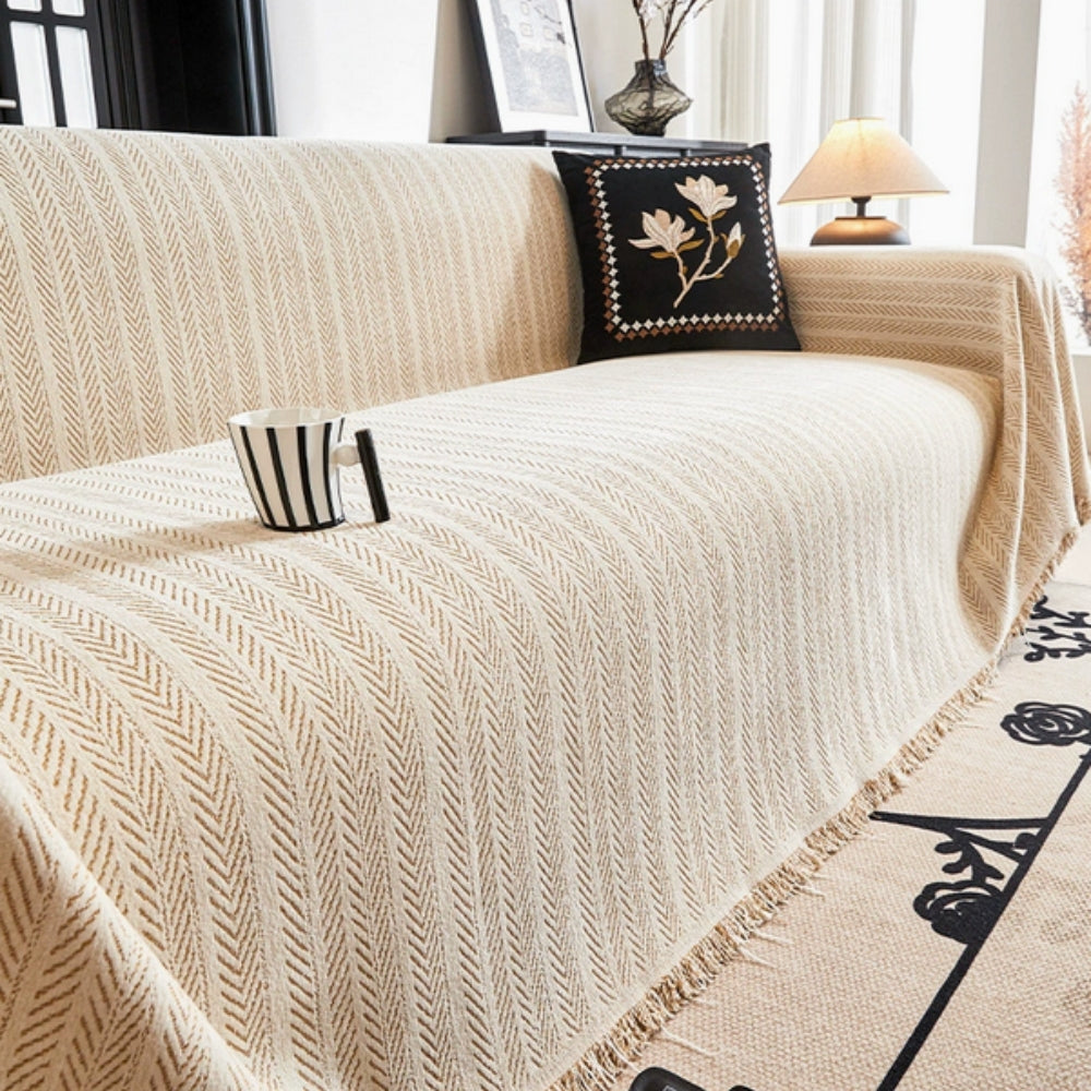 Housse de canapé en chenille à chevrons moderne